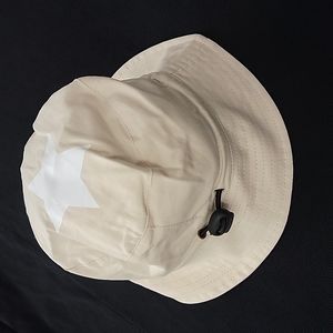 Kids Kahki With White Star Bucket Style Hat w/adj. headband Size Fits 2-4 Yrs